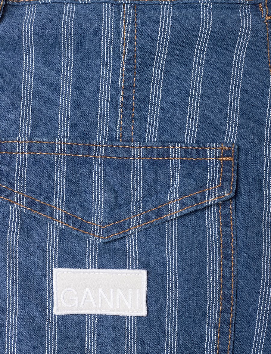 GANNI - Light Stripe Denim Cargo Pants - cargo-püksid - tint wash - 5