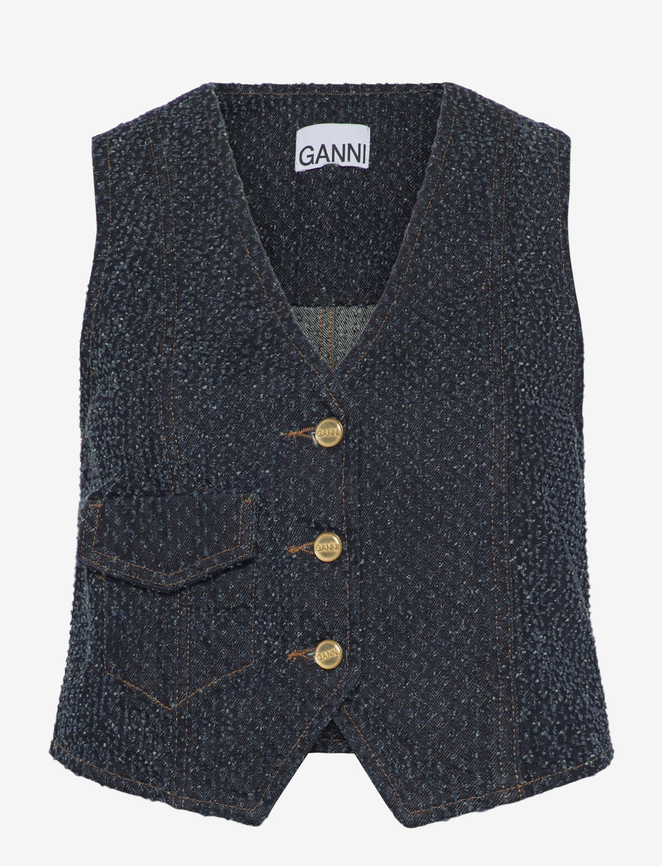 GANNI - FLUFFY DENIM VEST - denimveste - rinse - 0