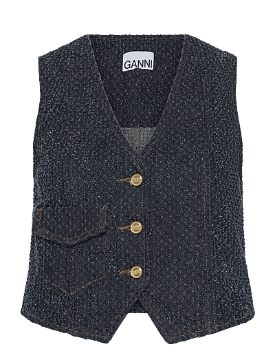 Fluffy Denim Vest - Denimveste