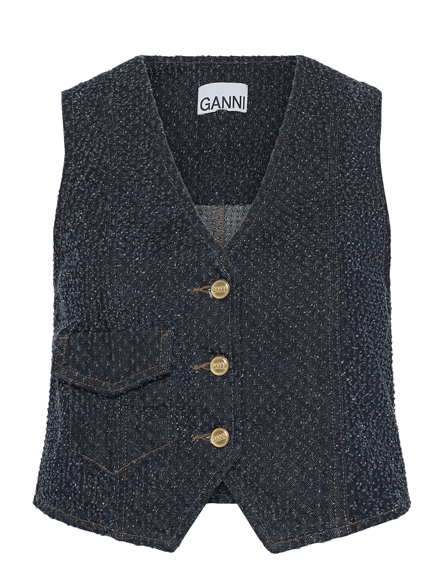 GANNI - FLUFFY DENIM VEST - teksavestid - rinse - 1