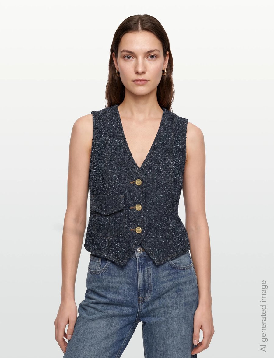 GANNI - FLUFFY DENIM VEST - teksavestid - rinse - 3