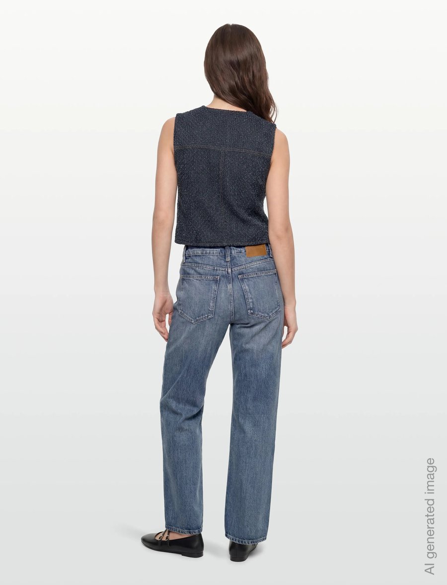 GANNI - FLUFFY DENIM VEST - teksavestid - rinse - 4