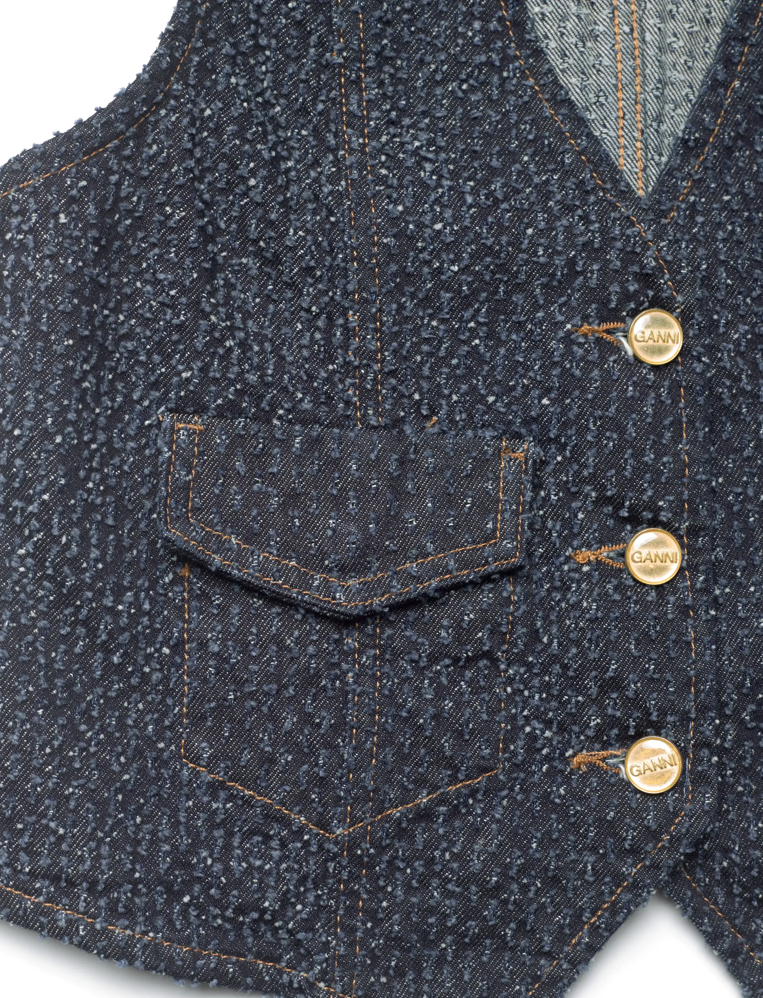 GANNI - FLUFFY DENIM VEST - denim-westen - rinse - 3
