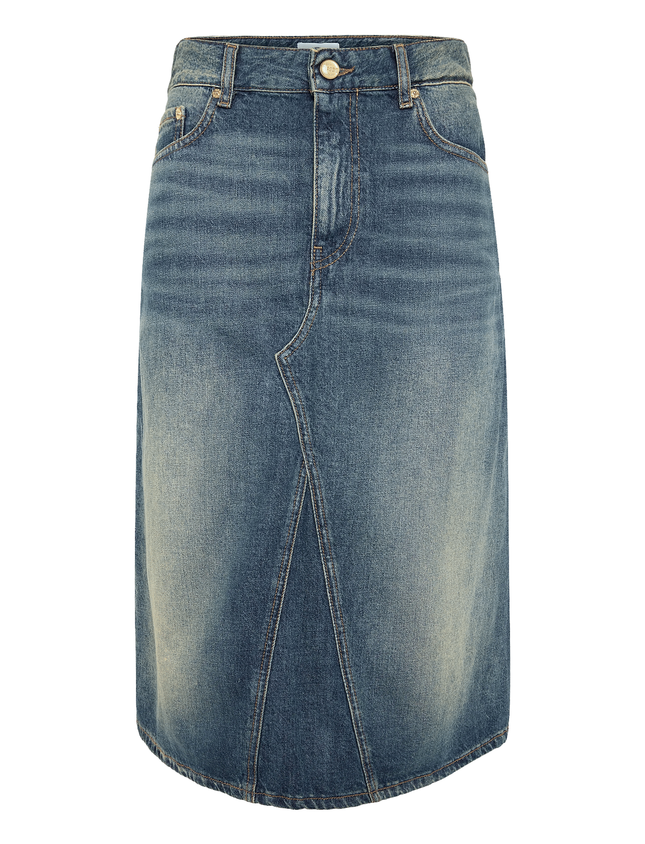 GANNI | Heavy Washed Denim Midi Skirt | 38