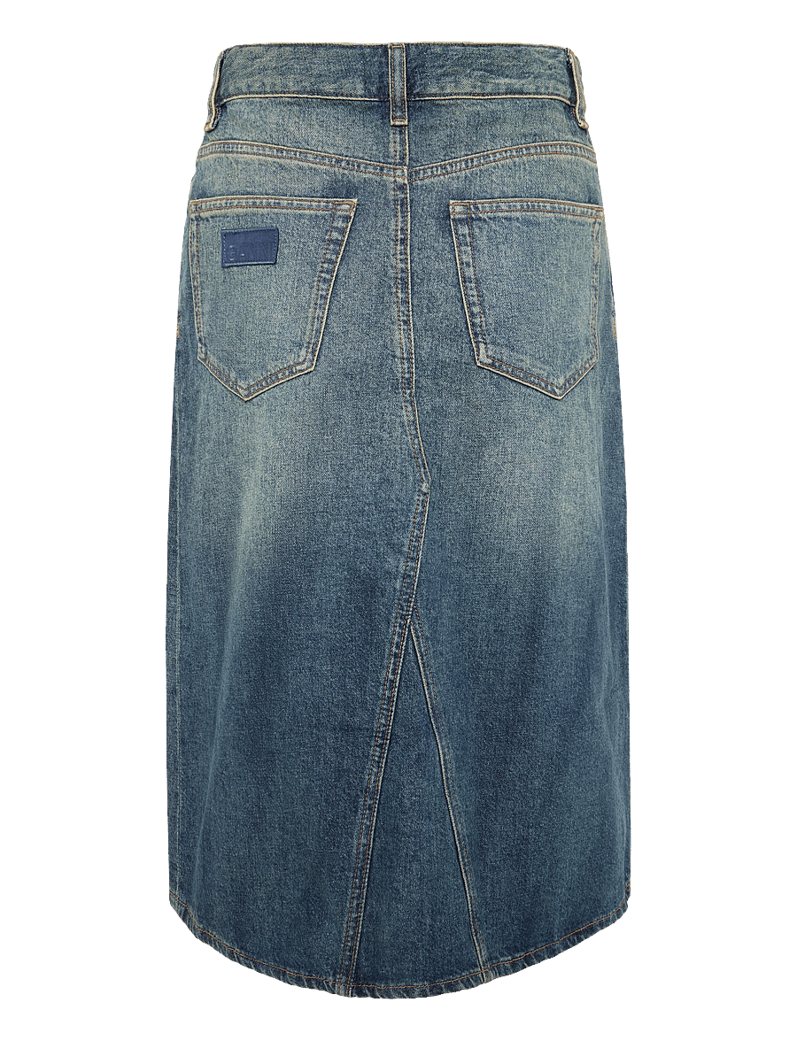 GANNI - Heavy Washed Denim Midi Skirt - jeansröcke - mid blue vintage - 1
