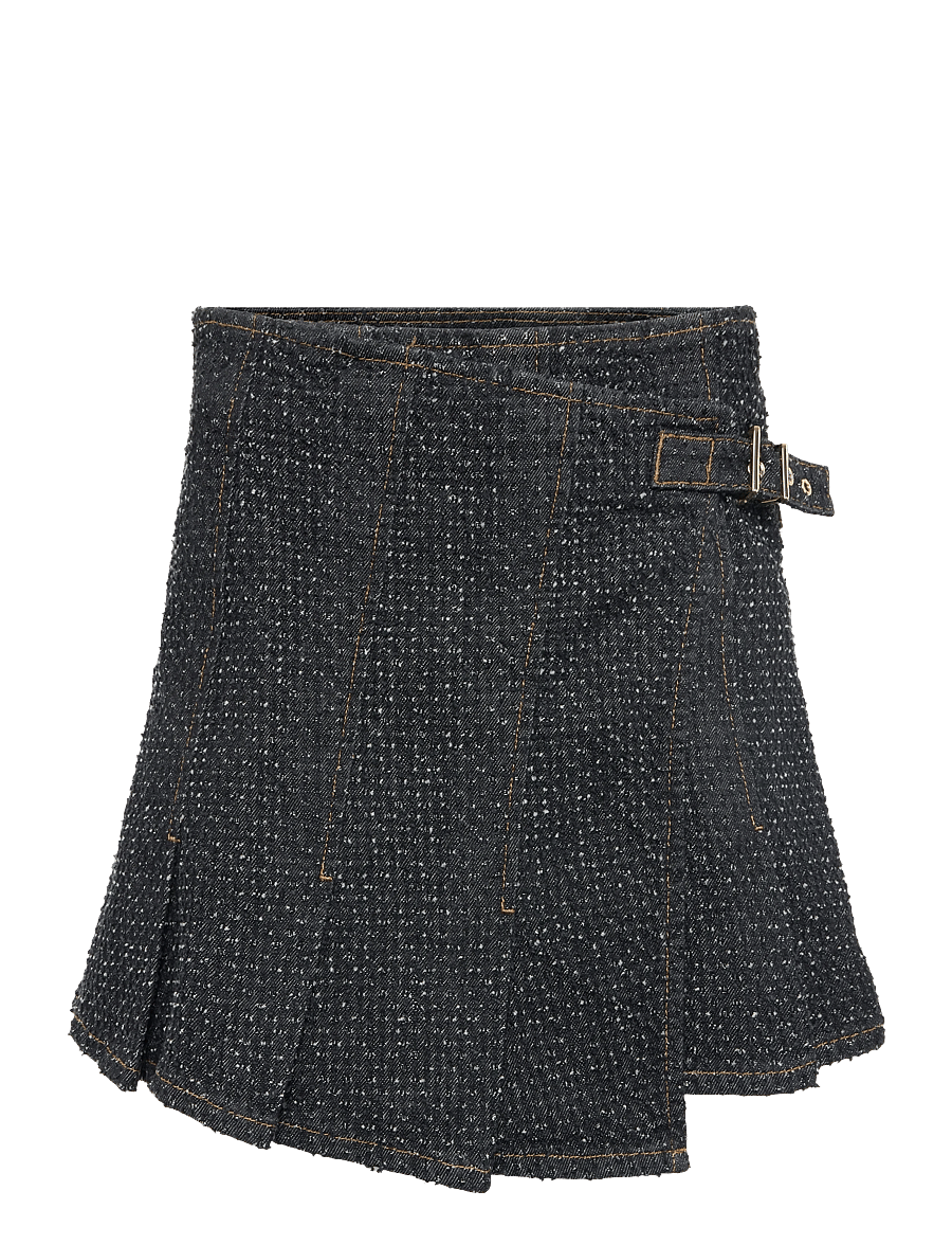 GANNI - Fluffy Denim Wrap Mini Skirt - jeansröcke - black - 0