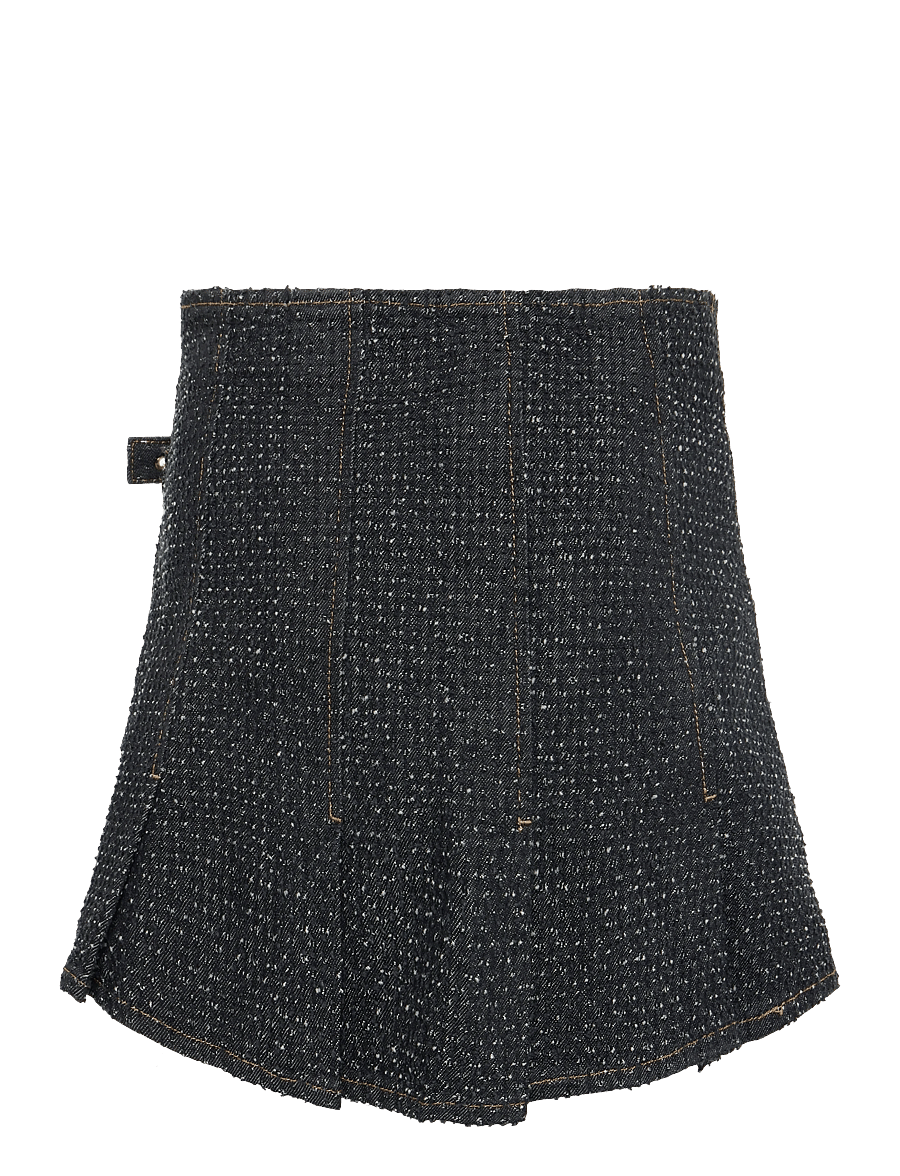 GANNI - Fluffy Denim Wrap Mini Skirt - jeansröcke - black - 1