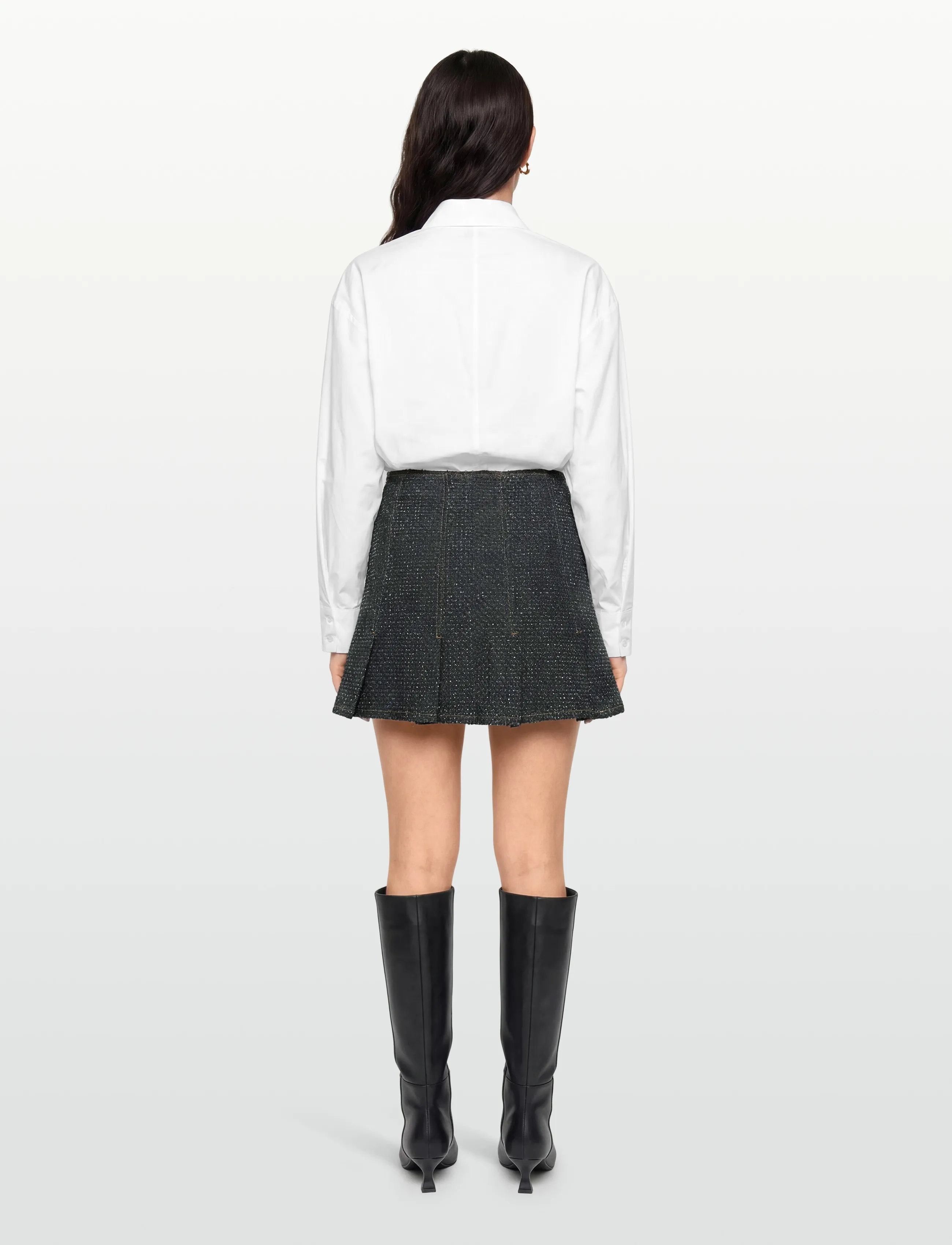 GANNI - Fluffy Denim Wrap Mini Skirt - denimnederdele - black - 4
