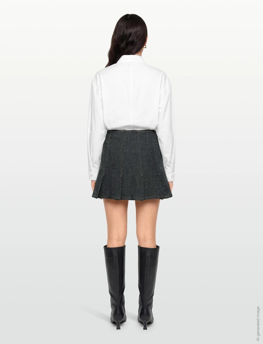 GANNI - Fluffy Denim Wrap Mini Skirt - denimnederdele - black - 4