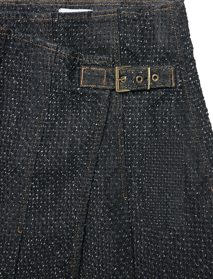 GANNI - Fluffy Denim Wrap Mini Skirt - jeansröcke - black - 2