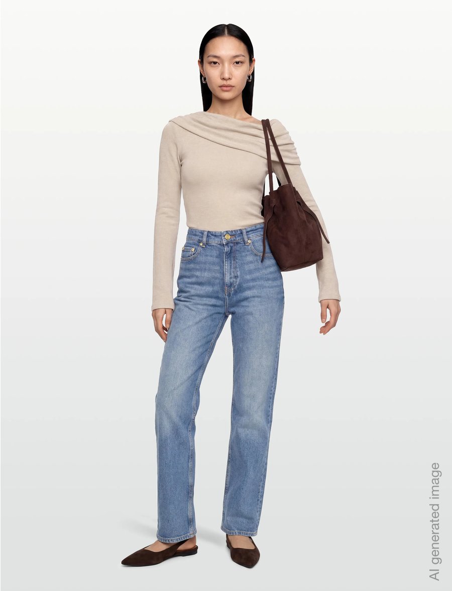 GANNI - VINTAGE POHLI JEANS - alt laienevad teksad - mid blue vintage - 0