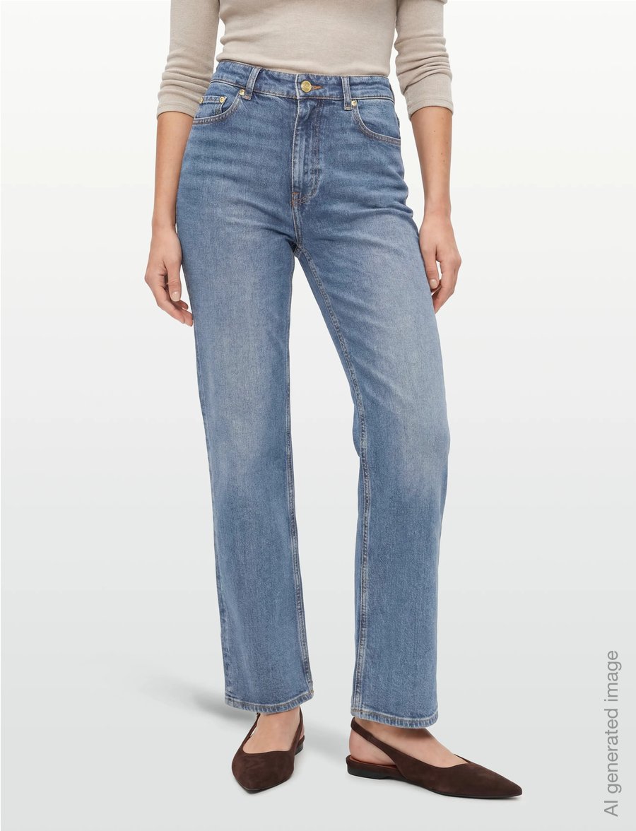 GANNI - VINTAGE POHLI JEANS - alt laienevad teksad - mid blue vintage - 3