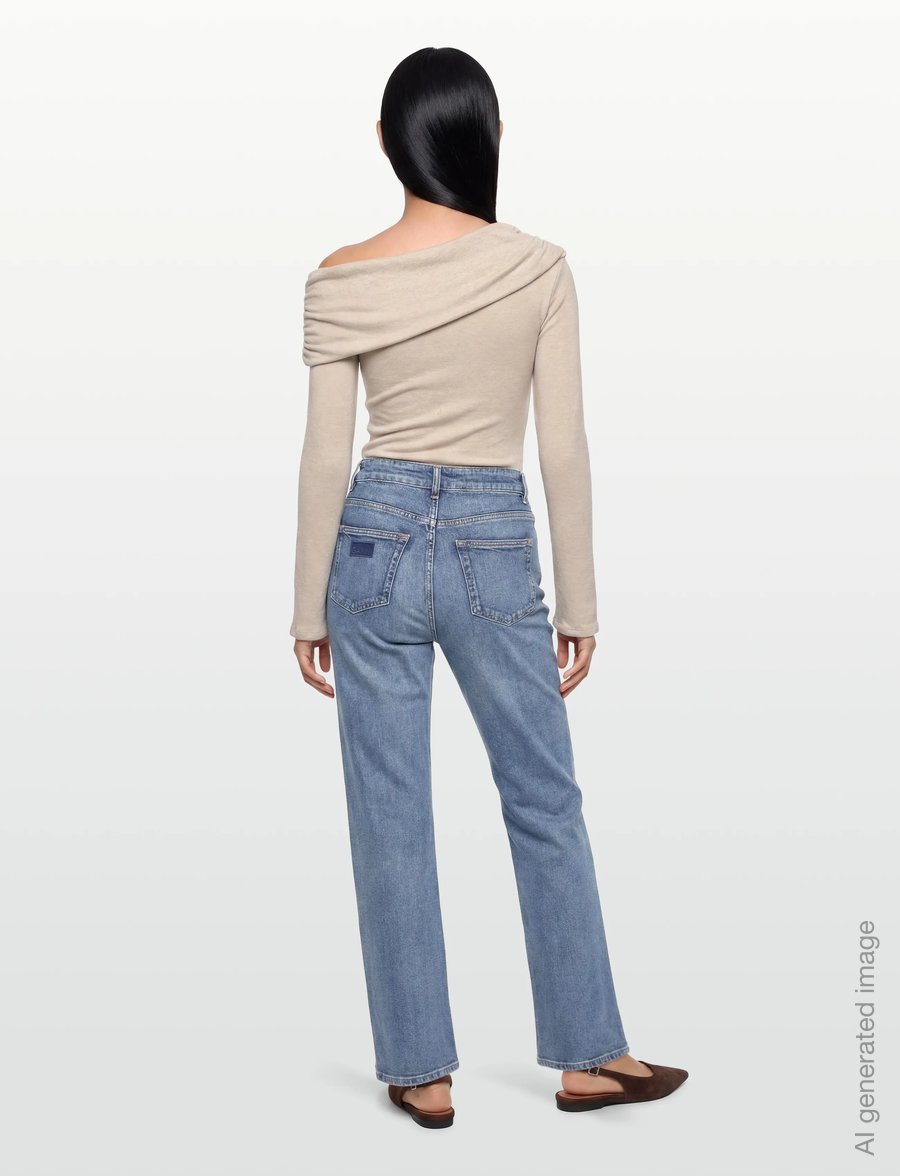 GANNI - VINTAGE POHLI JEANS - alt laienevad teksad - mid blue vintage - 4