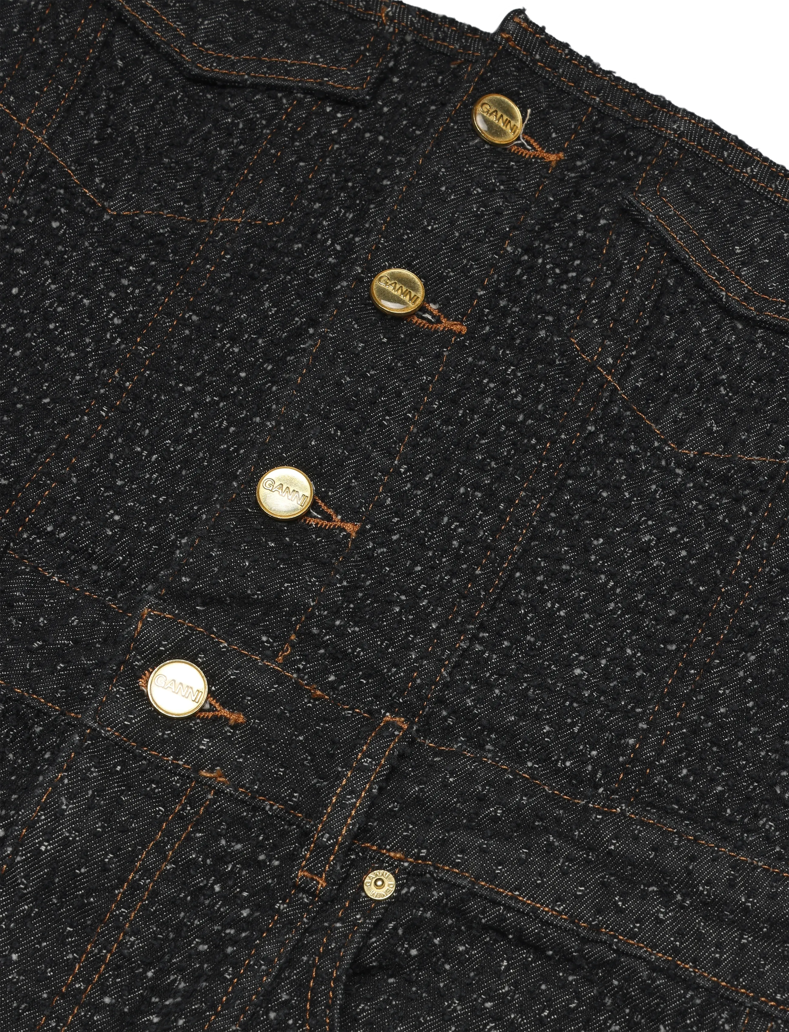 GANNI - Fluffy Denim Long Corsage Dress - black - 2