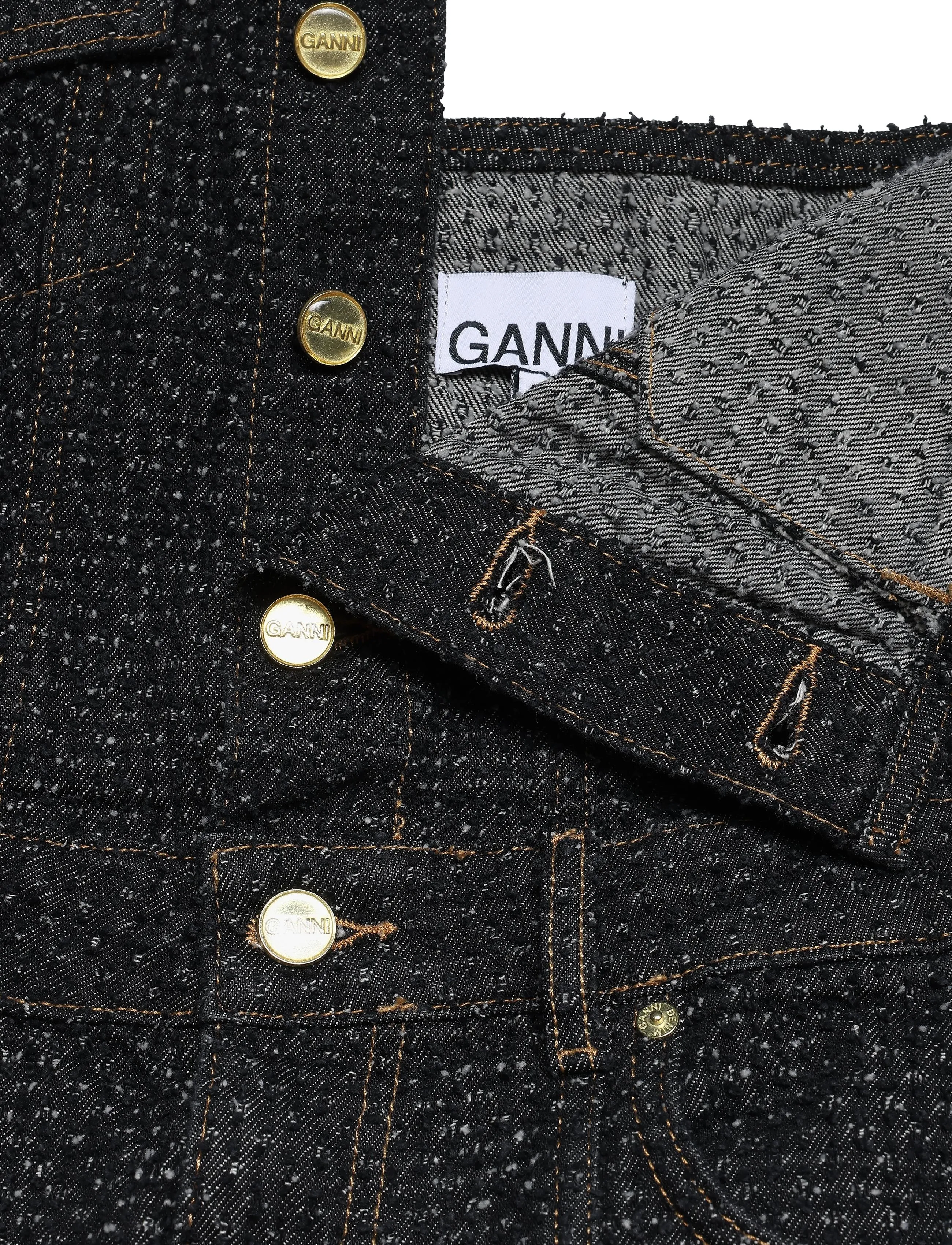 GANNI - Fluffy Denim Long Corsage Dress - black - 3