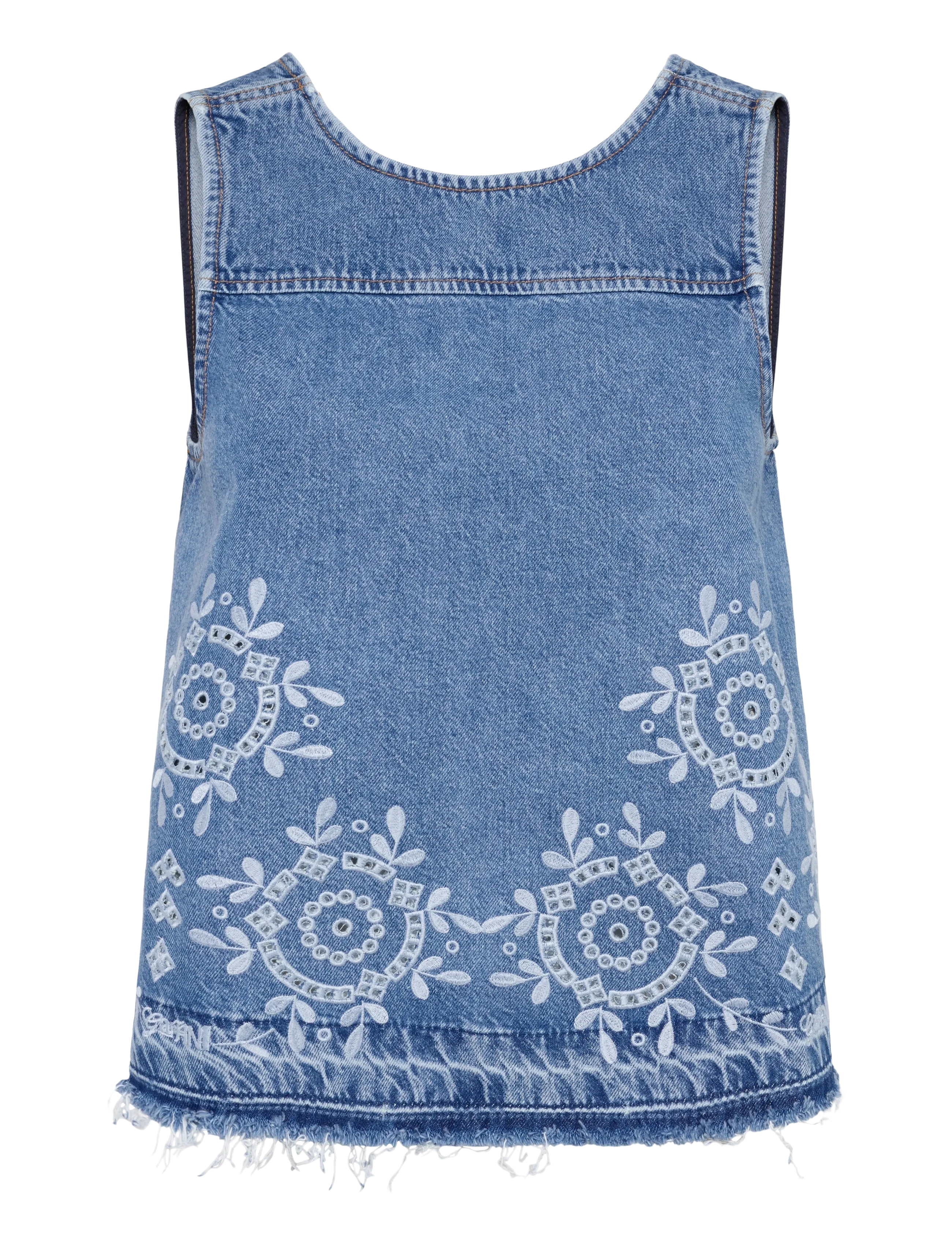 GANNI Broderie Anglaise Denim Oberteil Blau - 38 - Damen