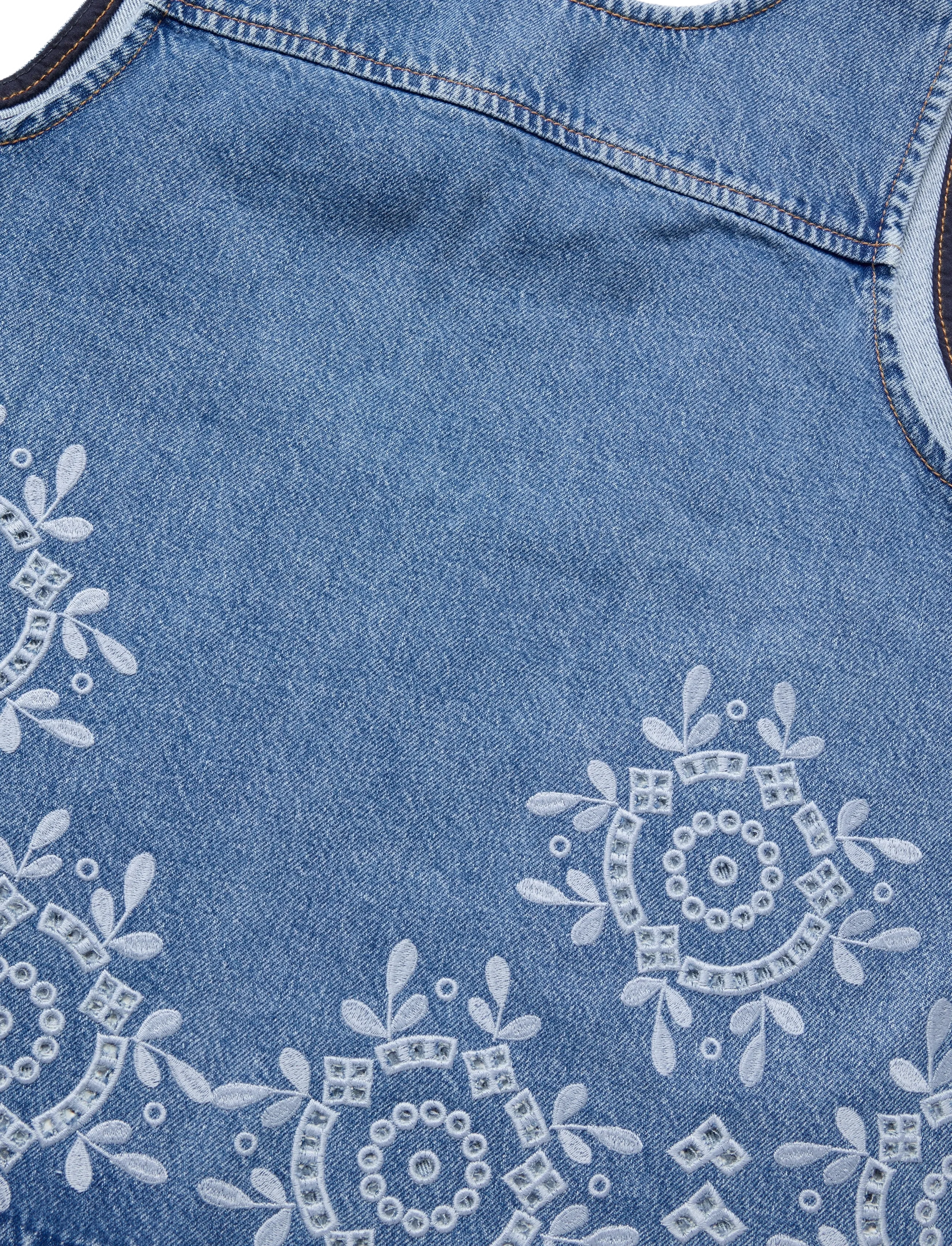 GANNI - Broderie Anglaise Denim Top - light blue stone - 2