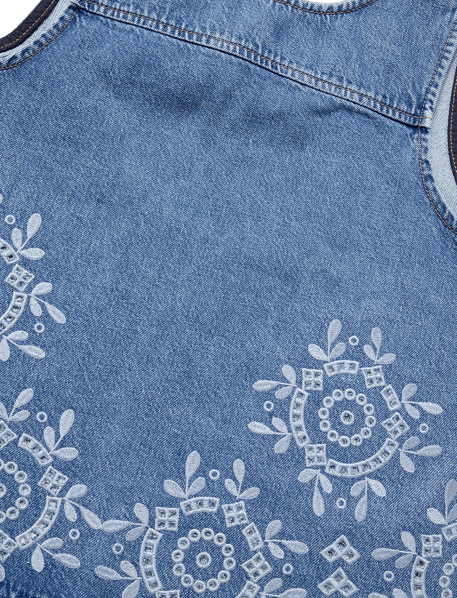 GANNI - Broderie Anglaise Denim Top - light blue stone - 2