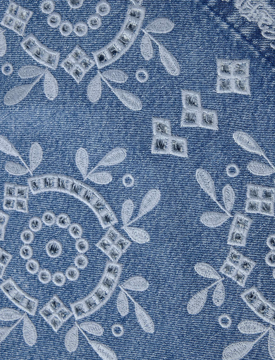 GANNI - Broderie Anglaise Denim Top - light blue stone - 3