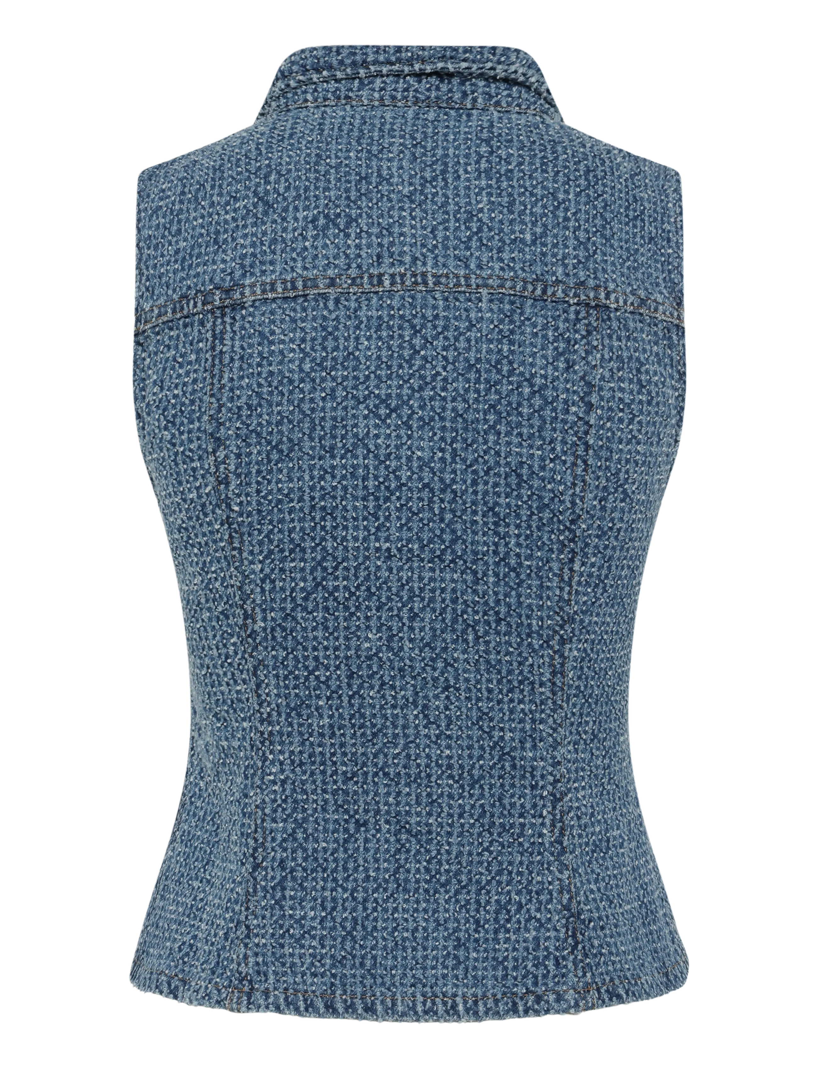 GANNI - Fluffy Denim Fitted Top - mid blue stone - 1