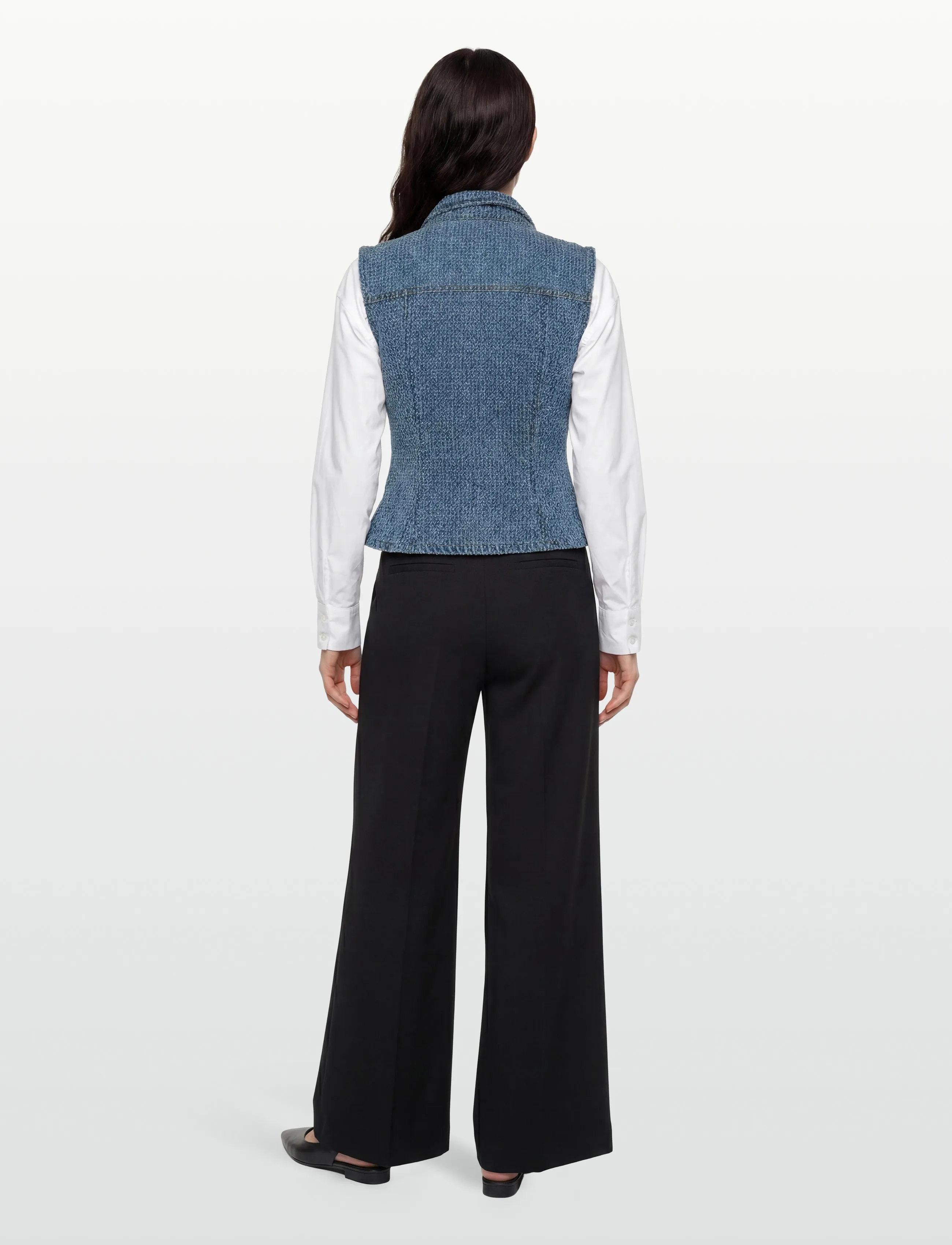 GANNI - Fluffy Denim Fitted Top - jeansvästar - mid blue stone - 4