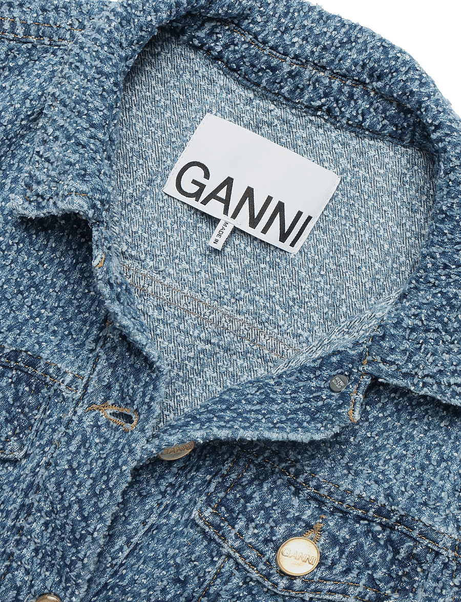 GANNI - Fluffy Denim Fitted Top - denim vests - mid blue stone - 5