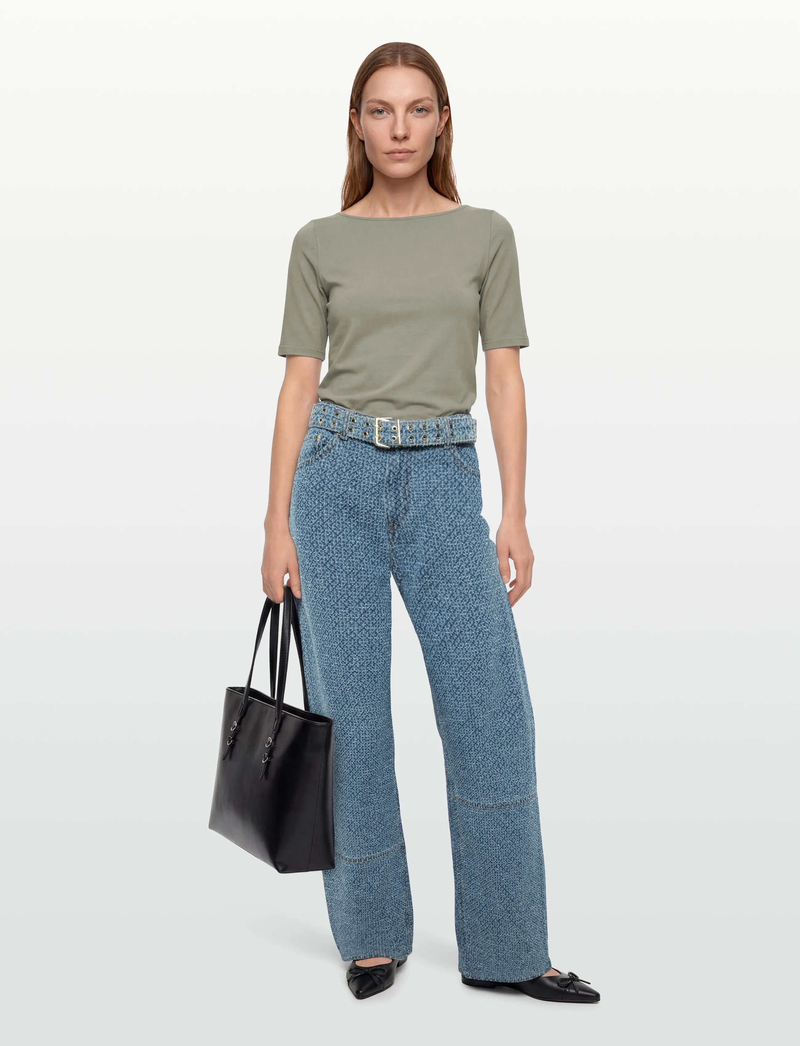 GANNI Fluffy Denim Izey Belt, 28, Jeans, Blau - Wide, Frauen