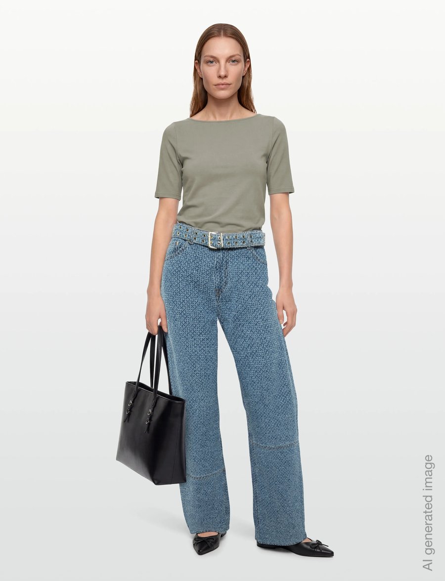 GANNI - Fluffy Denim Izey Belt - brede jeans - mid blue stone - 0