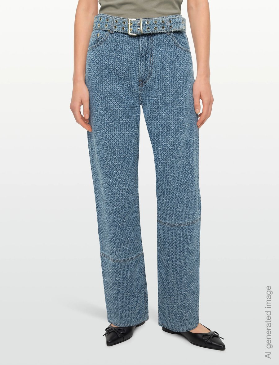 GANNI - Fluffy Denim Izey Belt - brede jeans - mid blue stone - 3