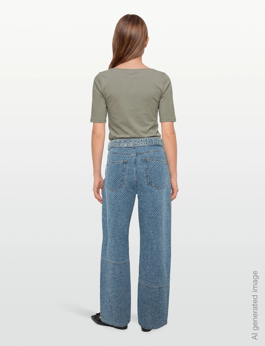 GANNI - Fluffy Denim Izey Belt - brede jeans - mid blue stone - 4