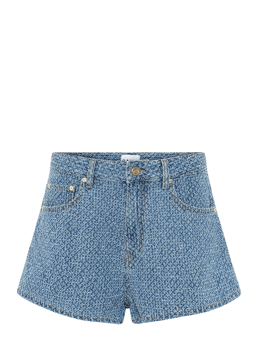 GANNI - Fluffy Denim Shorts - jorts - mid blue stone - 1