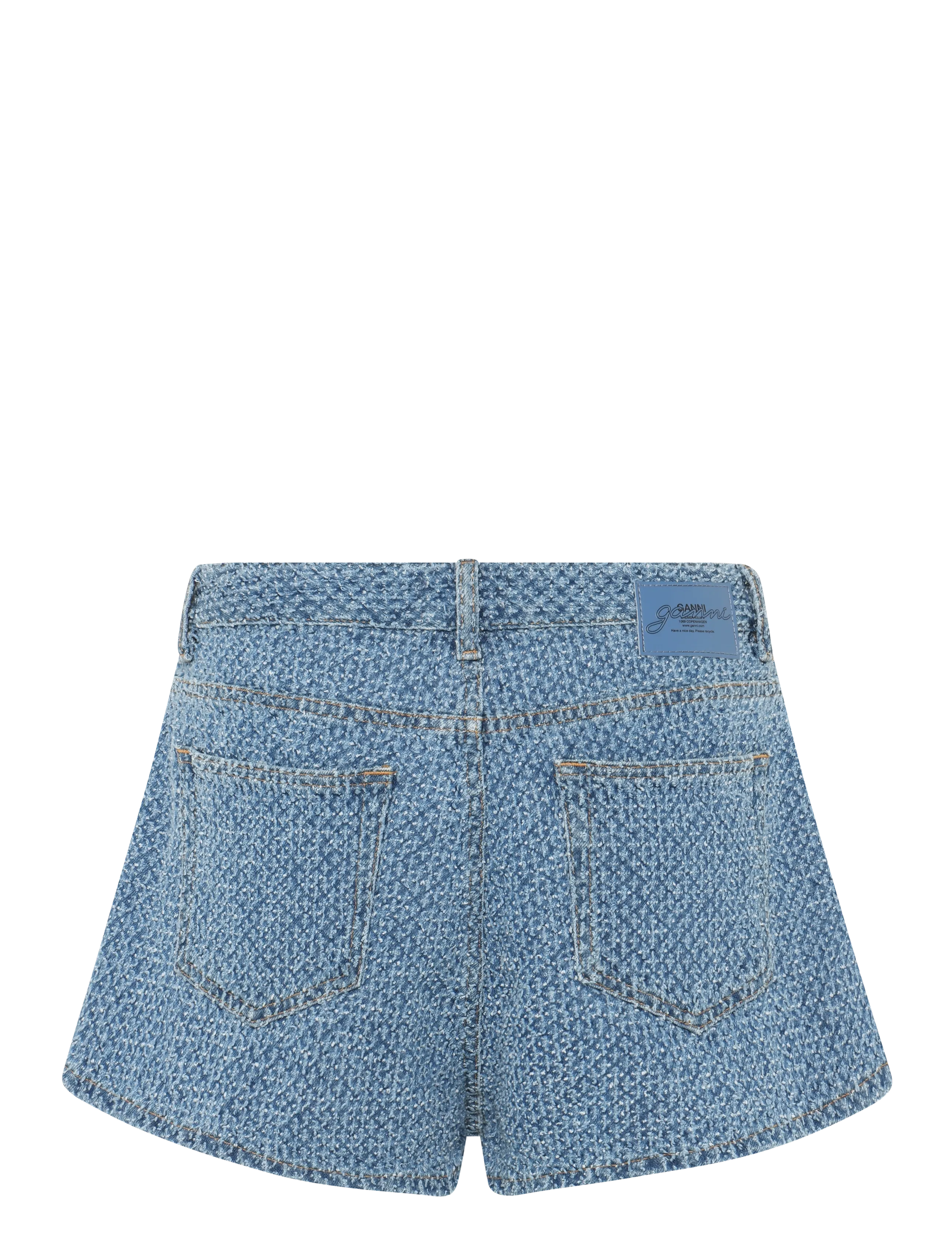 GANNI - Fluffy Denim Shorts - mid blue stone - 1