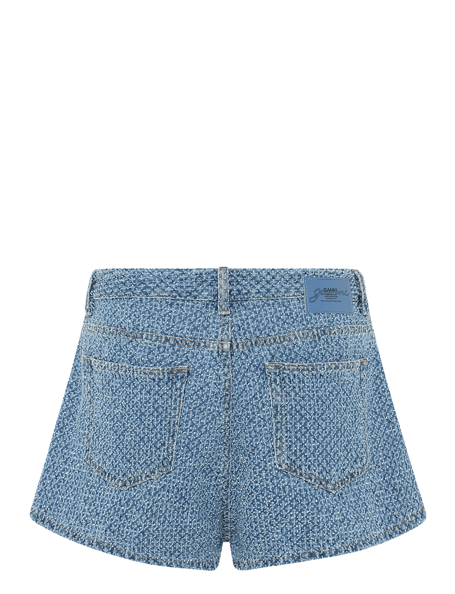 GANNI - Fluffy Denim Shorts - jorts - mid blue stone - 2