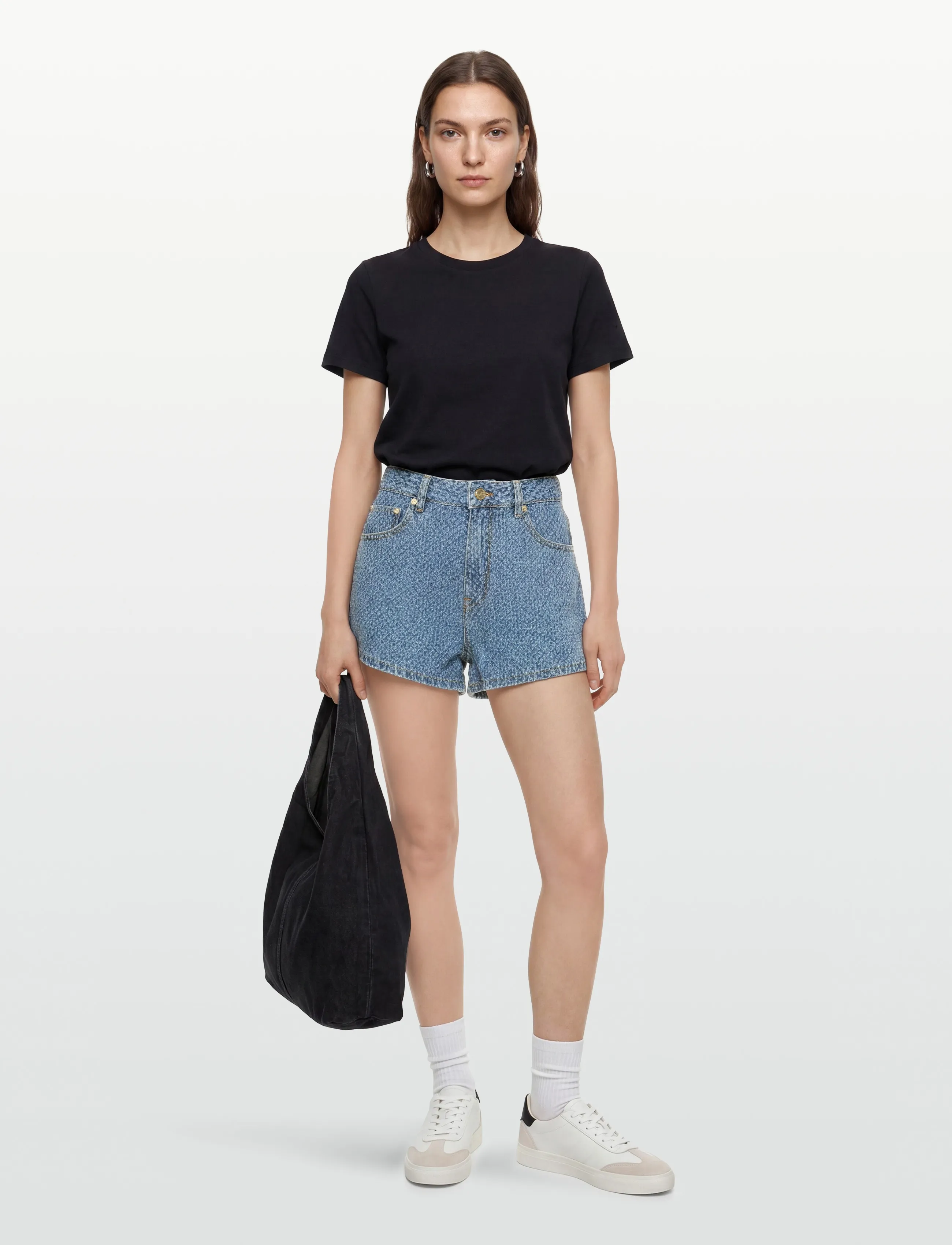 GANNI Fluffy Denim Shorts, 31, Blau - Frauen