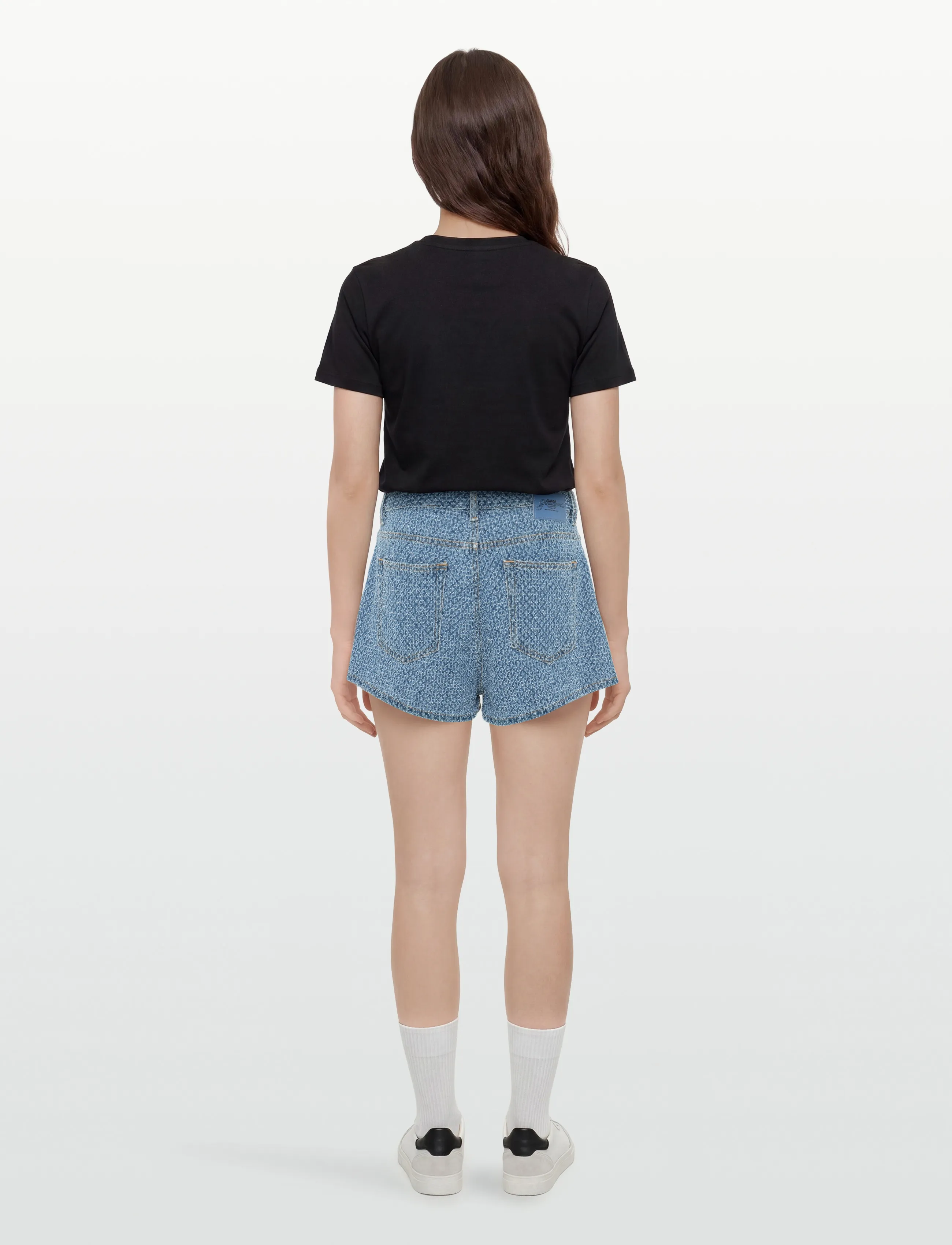 GANNI - Fluffy Denim Shorts - jorts - mid blue stone - 4