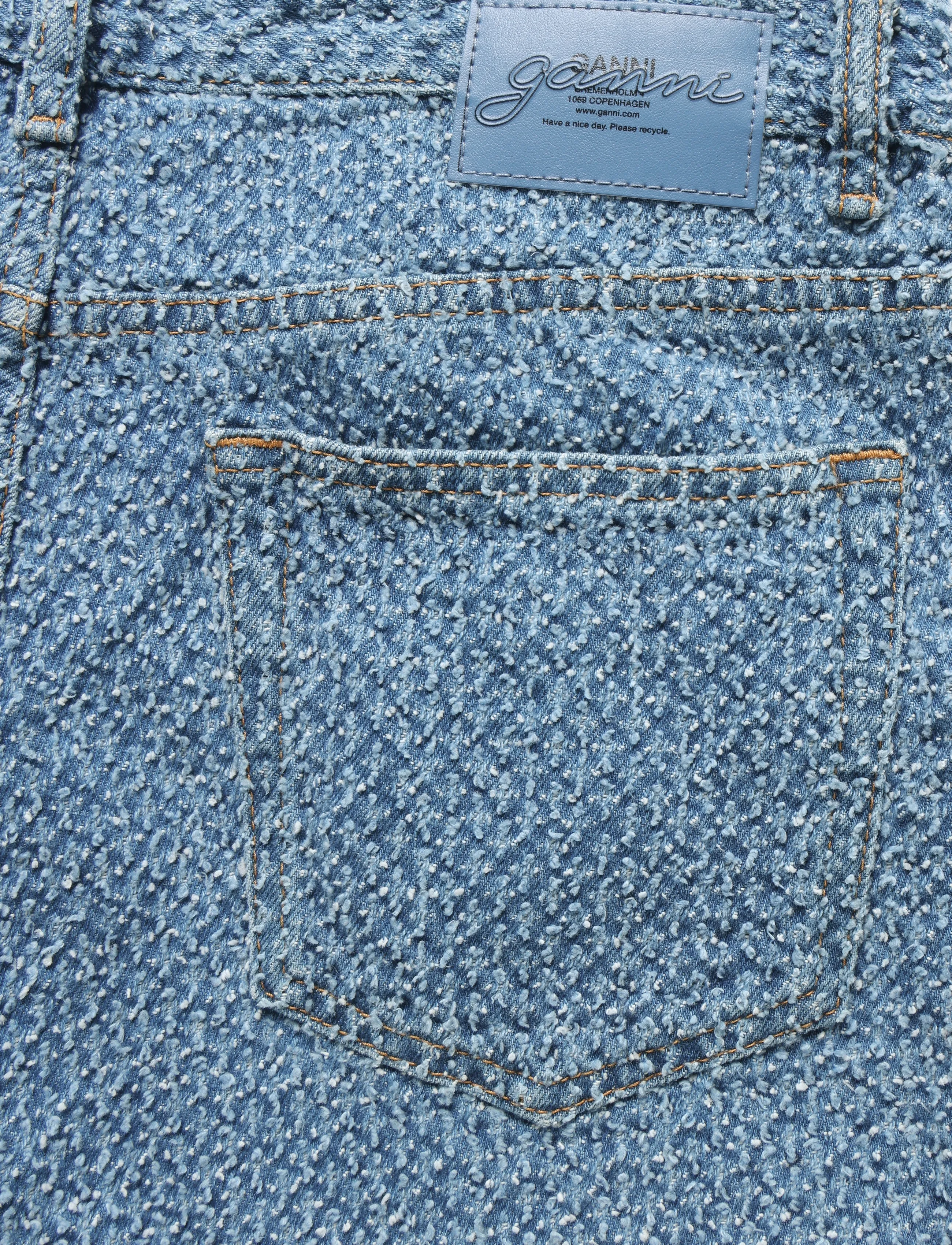 GANNI - Fluffy Denim Shorts - mid blue stone - 2