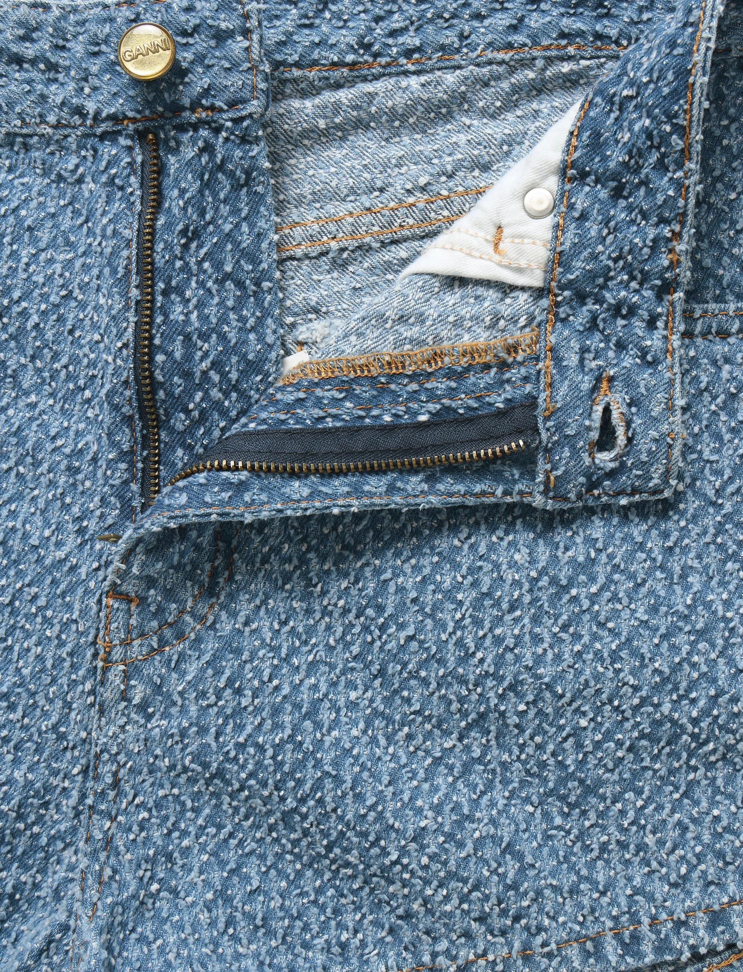 GANNI - Fluffy Denim Shorts - mid blue stone - 3