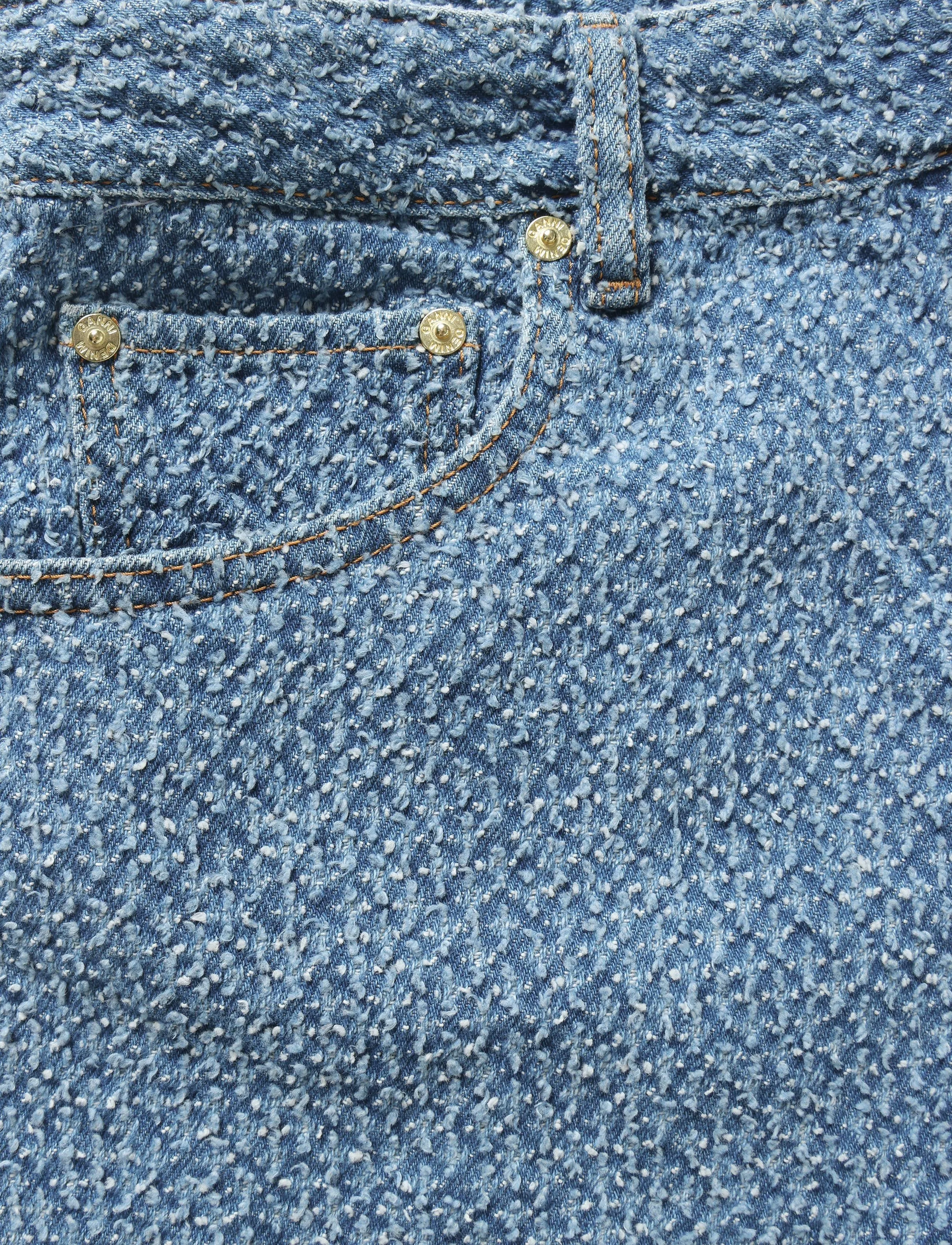 GANNI - Fluffy Denim Shorts - mid blue stone - 4