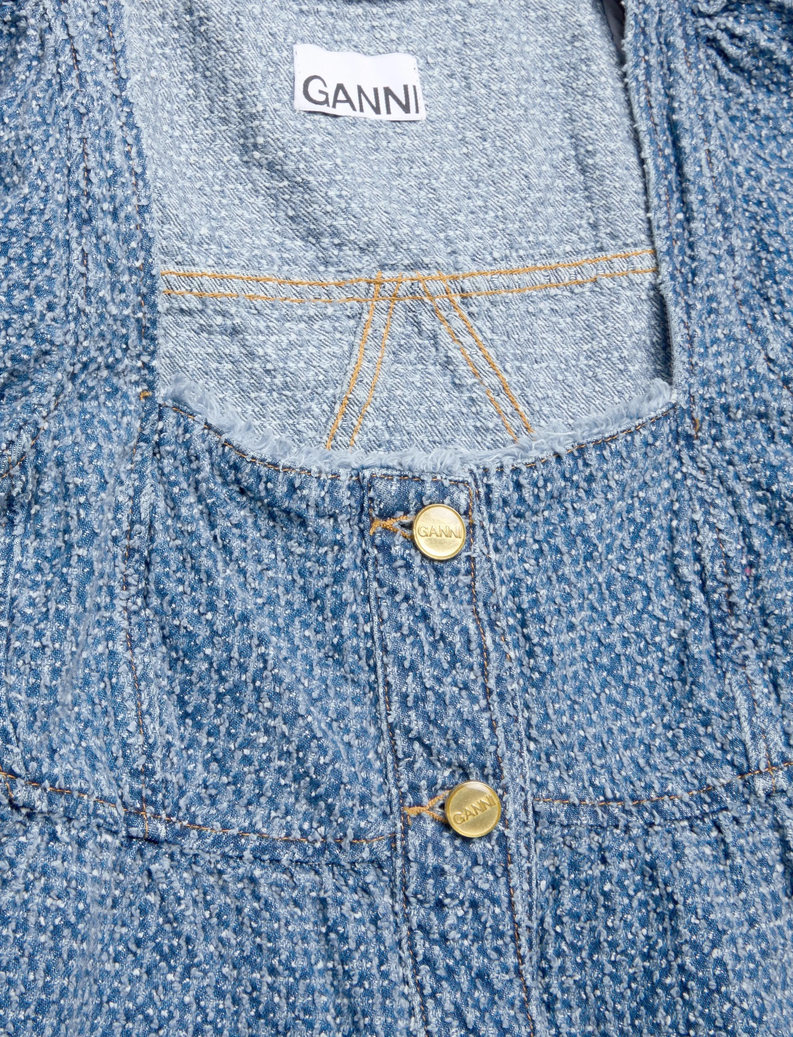GANNI - Fluffy Denim Blouse - mid blue stone - 2