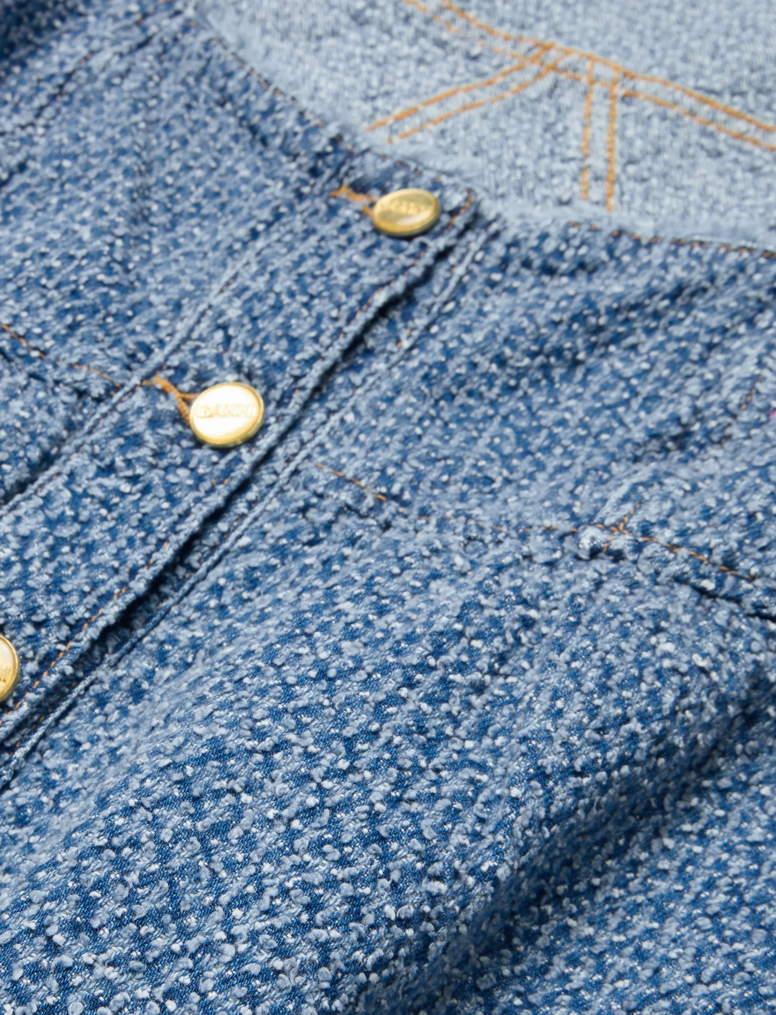 GANNI - Fluffy Denim Blouse - mid blue stone - 3