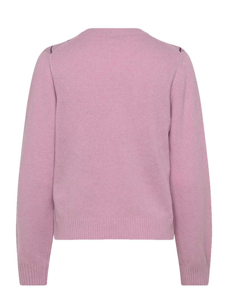 GANNI - GRAPHIC WOOL MIX BOW CREWNECK - sviitrid - mauve chalk - 1