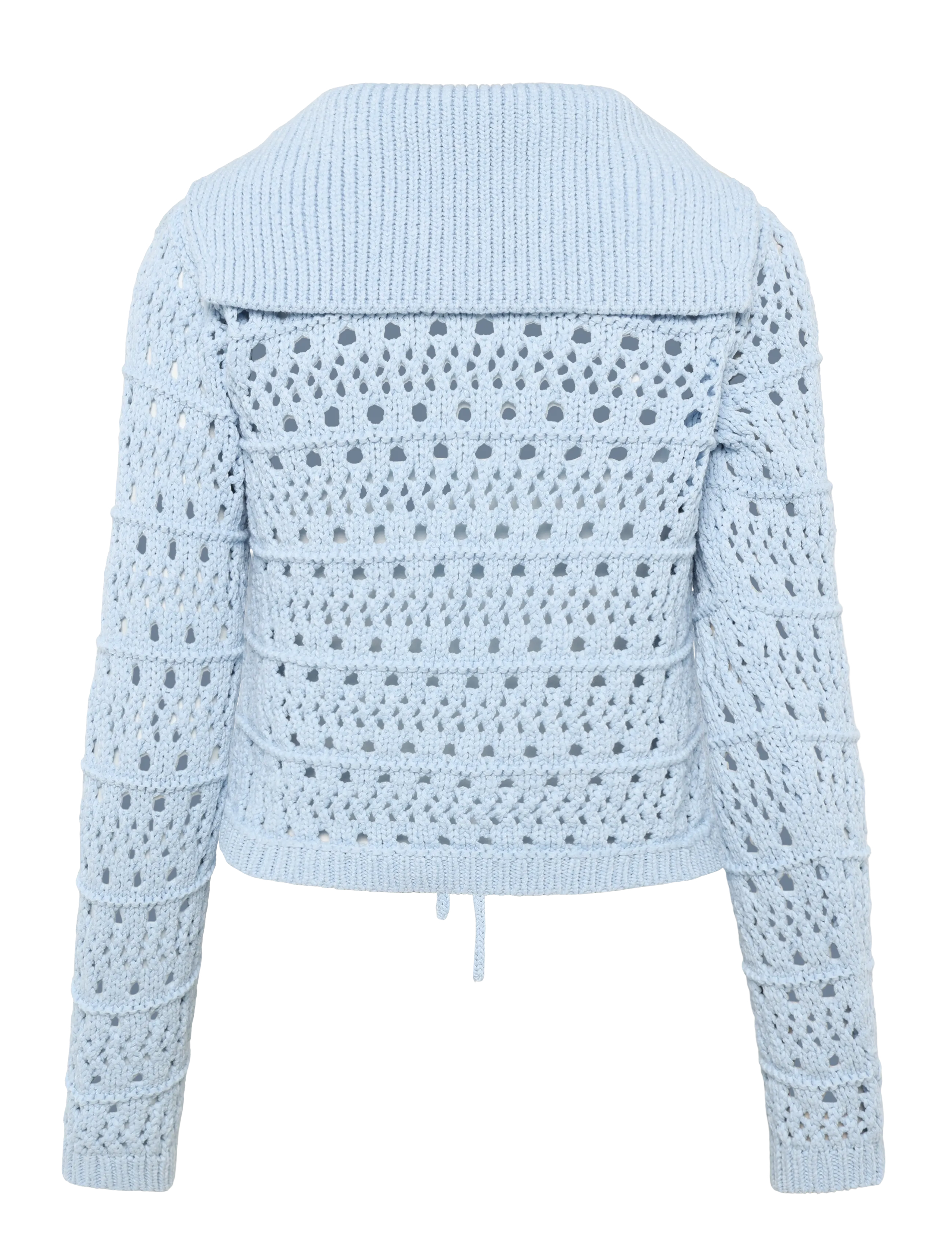 GANNI - Cotton Mix Tie String Cardigan - soft chambray - 1