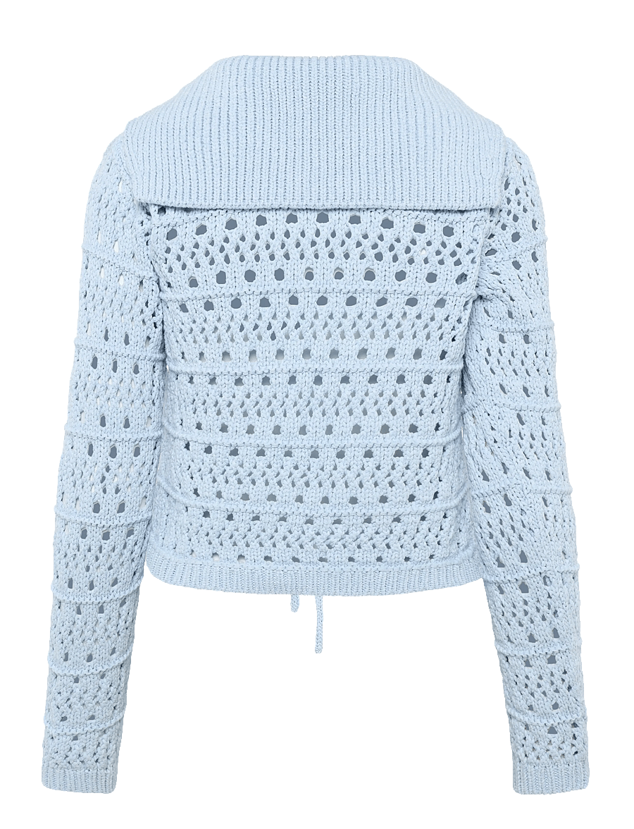 GANNI - Cotton Mix Tie String Cardigan - strickjacken - soft chambray - 1