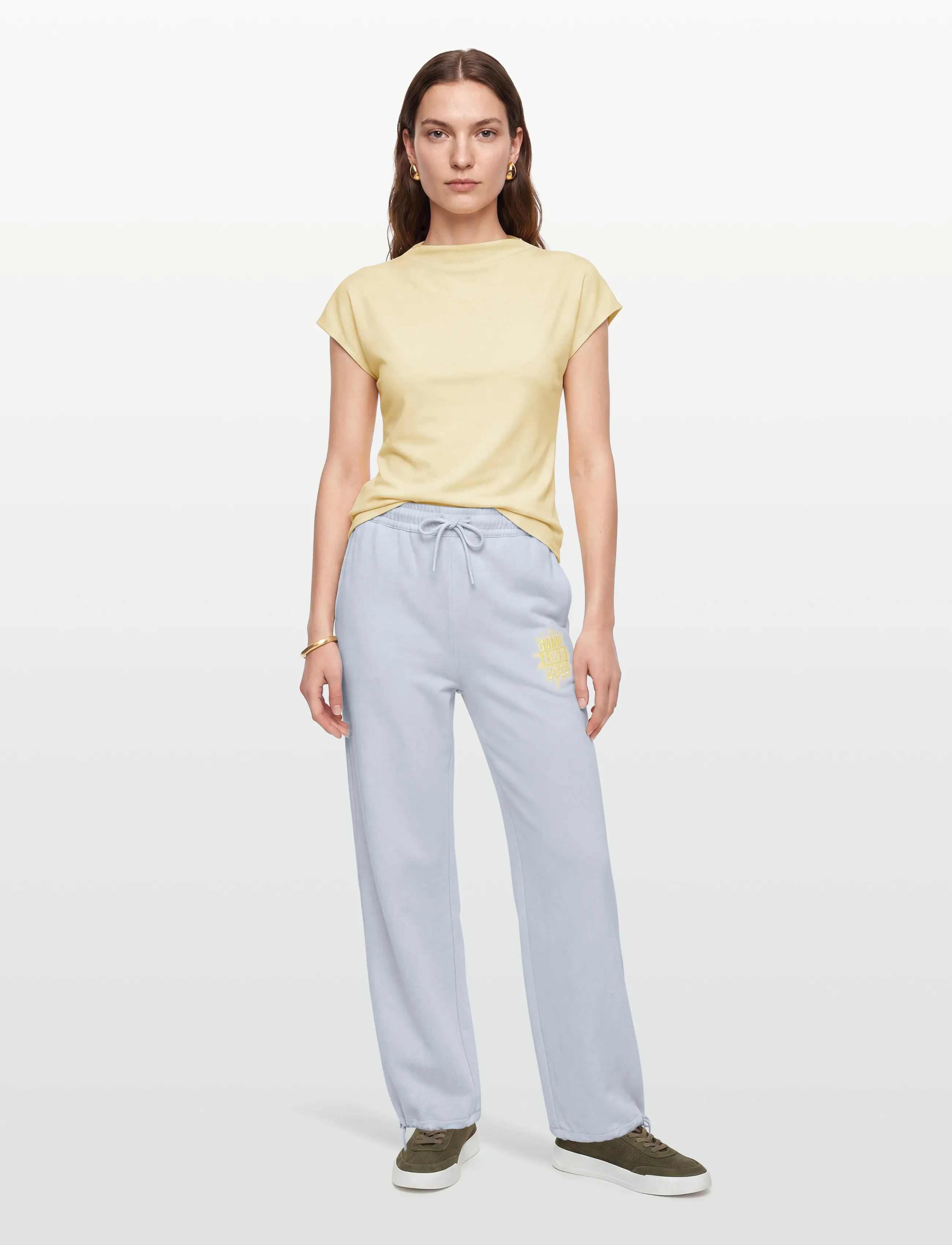 GANNI Isoli Mid Waist Straight Leg Sweatpants, XL, Unterteile, Blau - Frauen