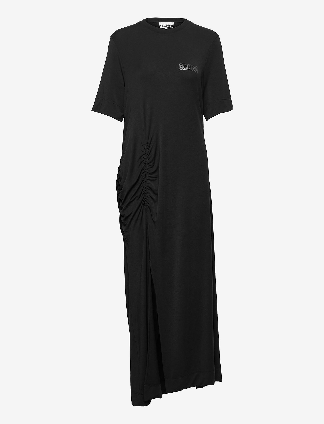 GANNI - Short Sleeve Maxi Dress - maksikleidid - black - 0