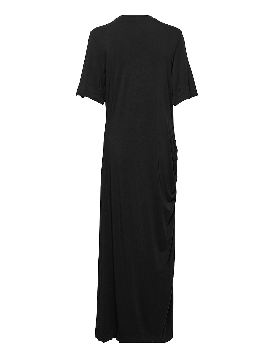 GANNI - Short Sleeve Maxi Dress - maxi kjoler - black - 1