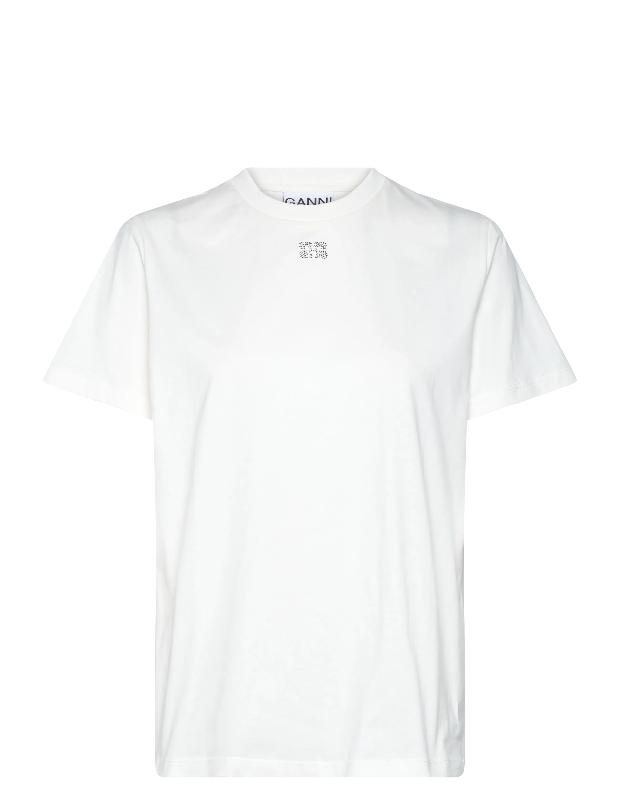 GANNI Basic Jersey Emballished Relaxed T-Shirt - Kläder - EGRET / white