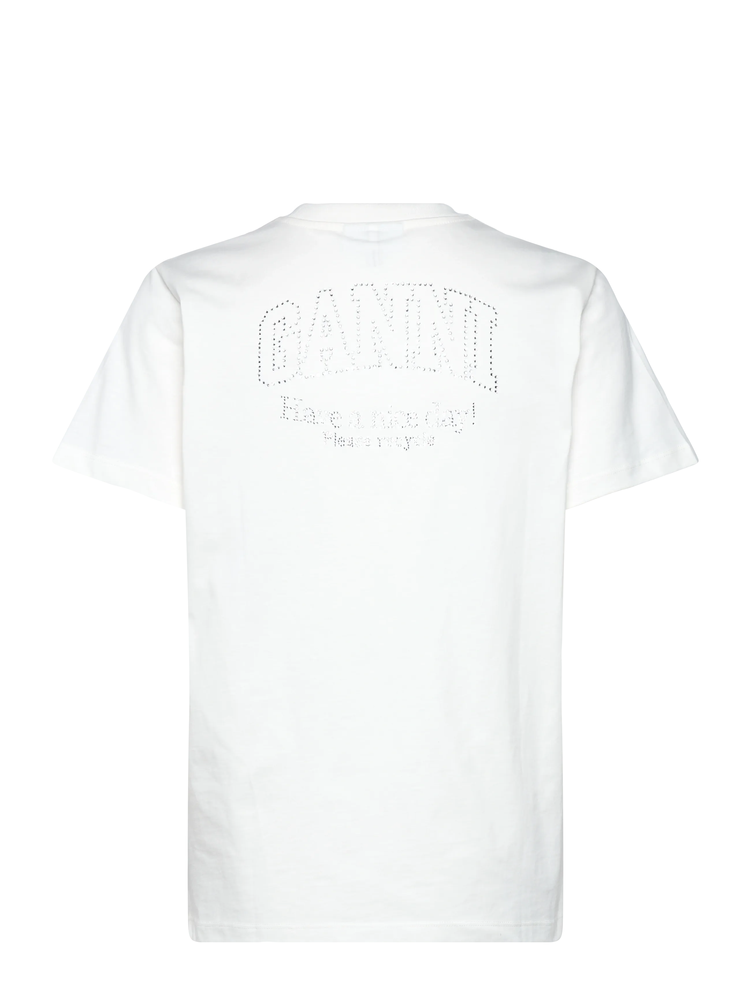 GANNI - Basic Jersey Emballished Relaxed T-Shirt - t-shirts - egret - 2