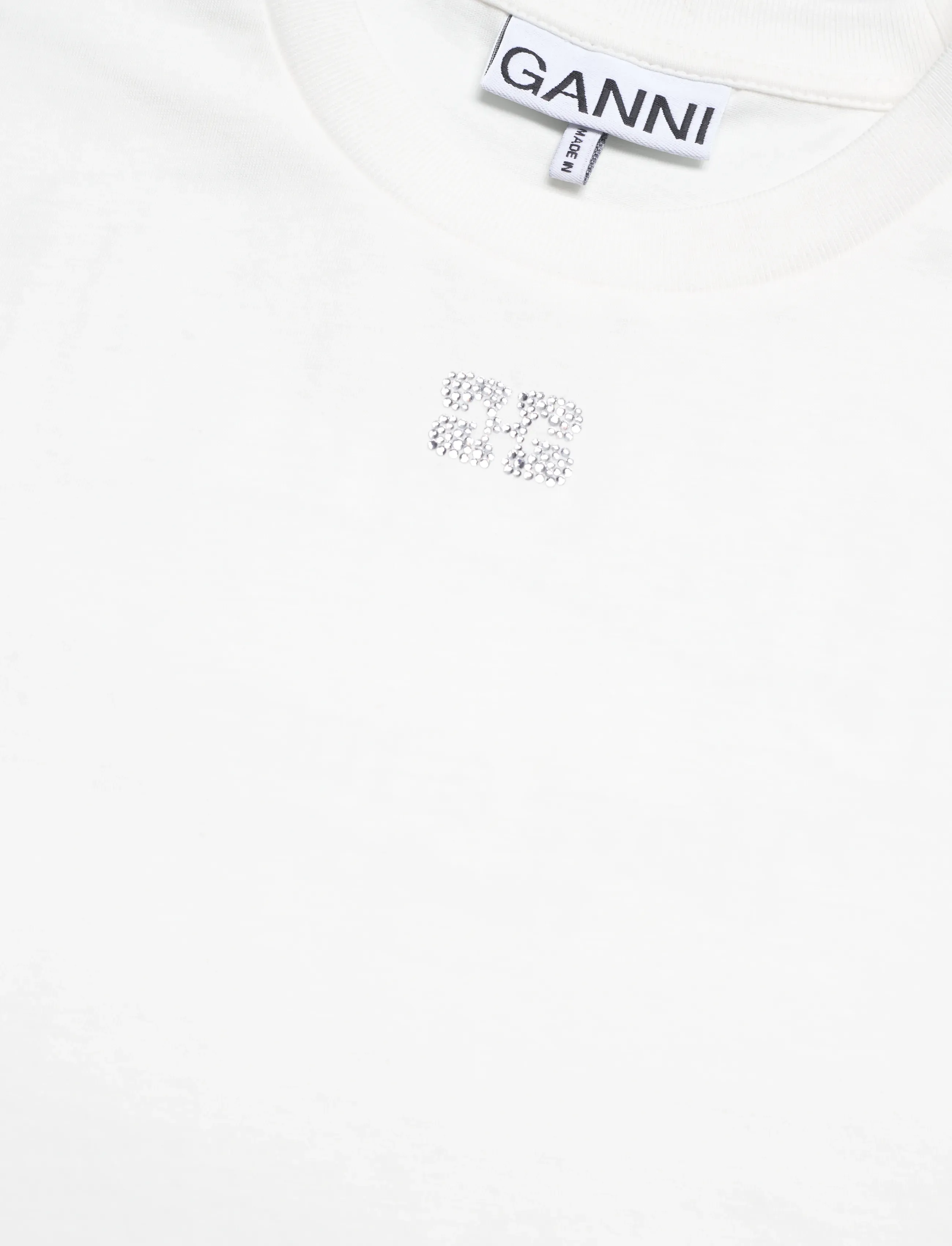 GANNI - Basic Jersey Emballished Relaxed T-Shirt - t-shirts - egret - 5
