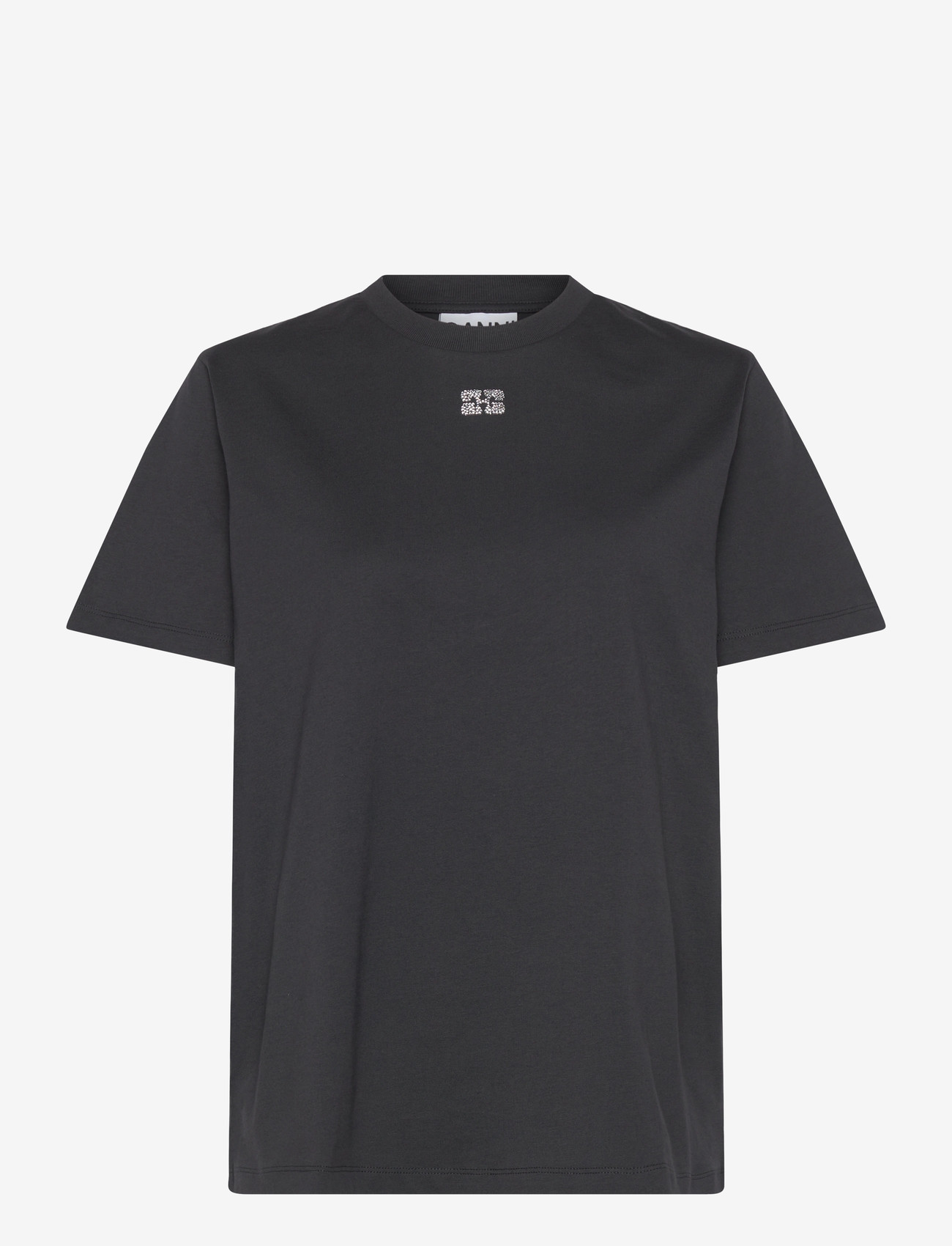 GANNI - Basic Jersey Emballished Relaxed T-Shirt - t-shirts - phantom - 0
